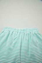Striped Oversize Mock Neck Sweatshirt and Shorts Set