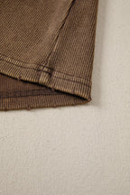 Coffee Vintage Distressed Ribbed Mineral Wash Tank Top