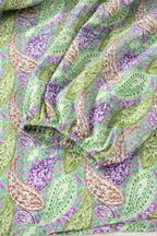 Green Boho Paisley Print Half Puff Sleeve Blouse