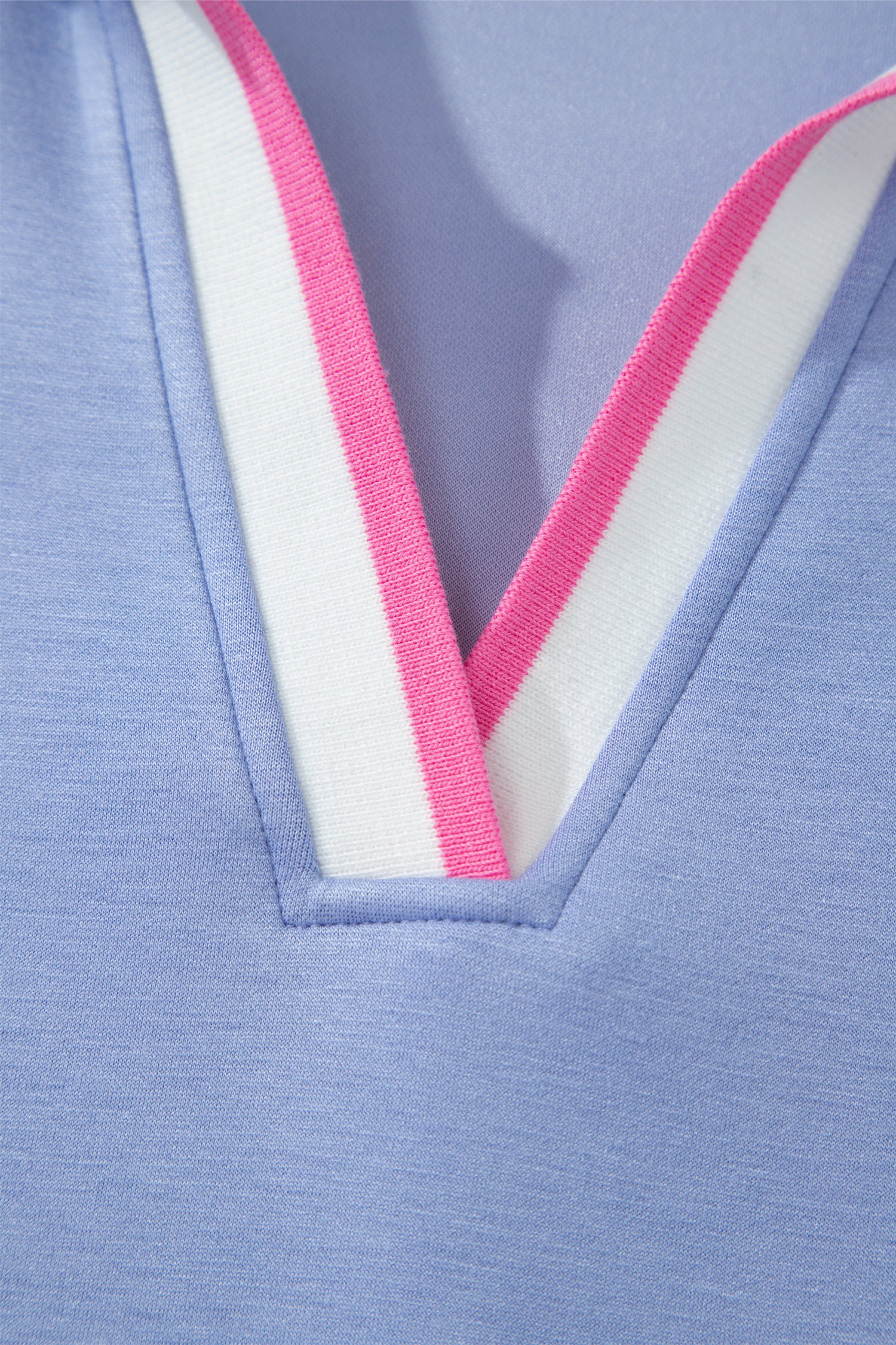 Preppy Striped Trim V Neck Polo Tee Drawstring Skirt Set