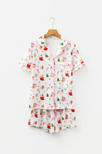 White Christmas Spirits Shirt Style 2pcs Short Pyjama Set