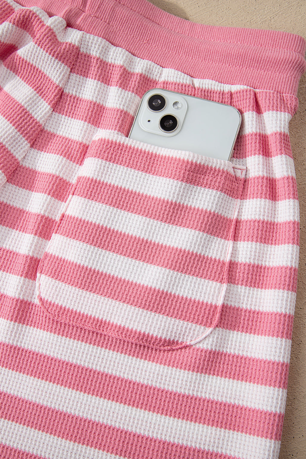 Striped Puff Short Sleeve T Shirt Matching Shorts Set