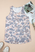 Multicolour Retro Camouflage Print Oversize Tank Top