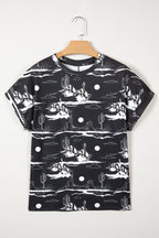 Desert Sand Print Short Sleeve Knit Top