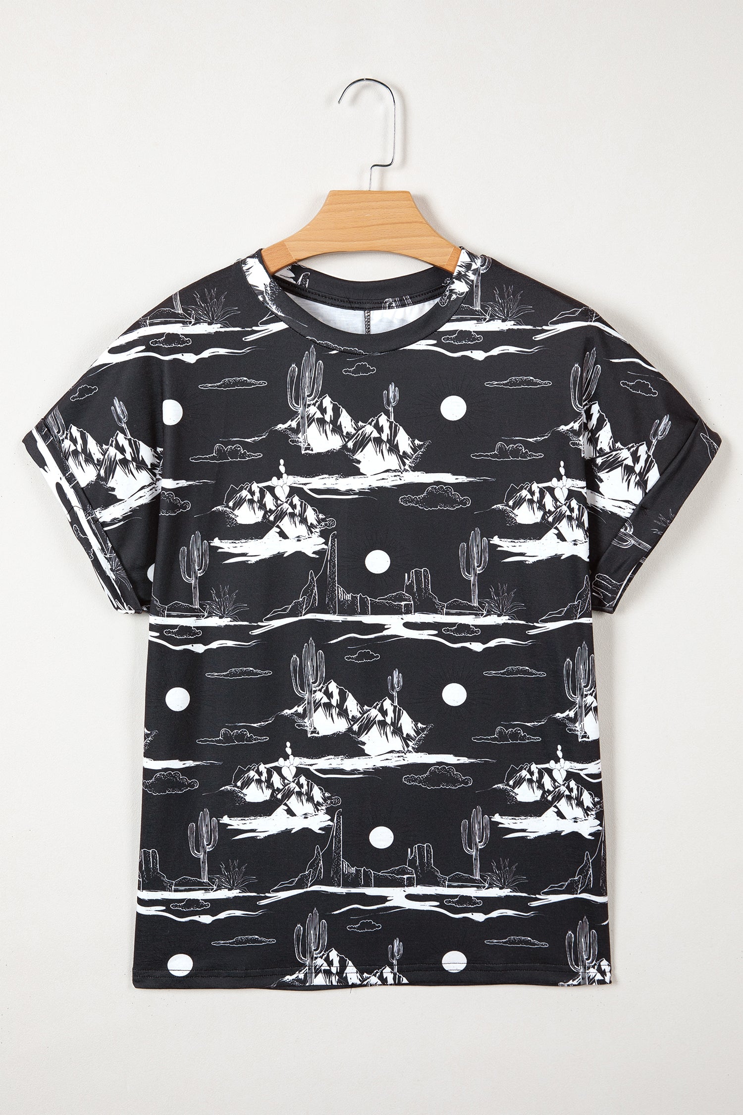 Desert Sand Print Short Sleeve Knit Top