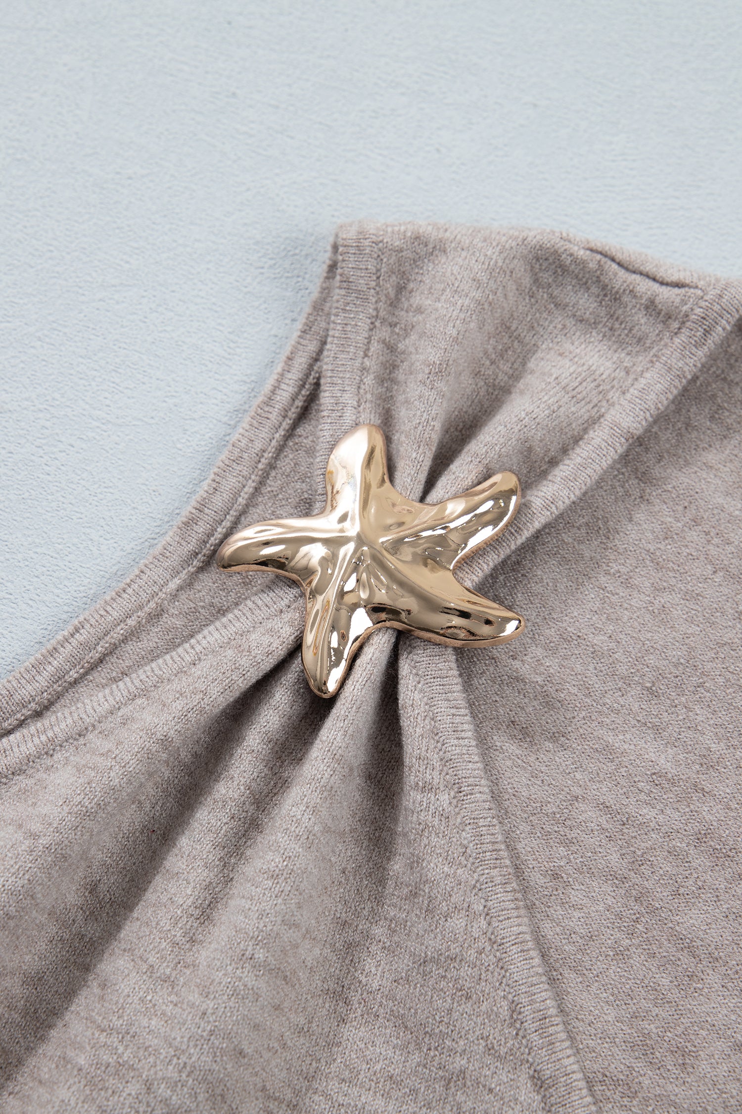 Grey Morn Metal Star Detail V Neck Sweater Knit Tank Top