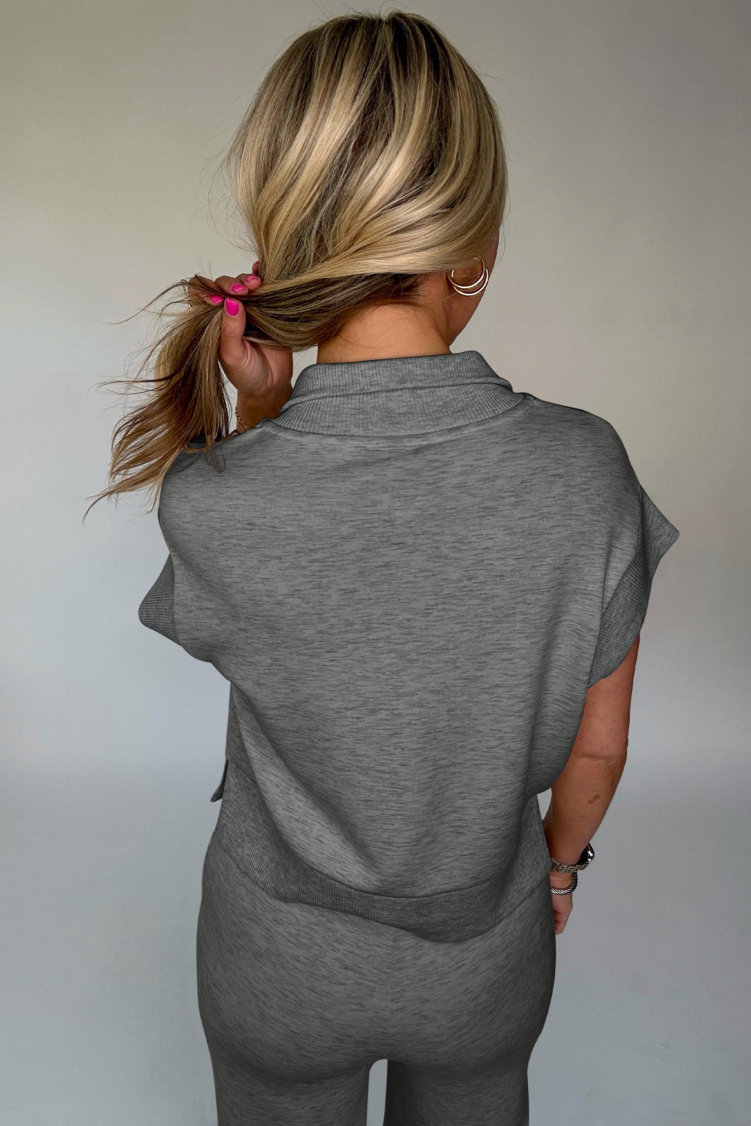 Half Zip Polo Tee Casual Pant Set
