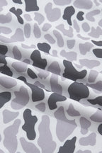 Gray Camouflage Print Twisted Ribbed Patchwork Casual T Shirt