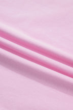 Gossamer Pink Embroidered Bow Detail Color Block Loose Tee