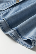 Beau Blue Ruffled Peter Pan Collar Western Denim Shirt