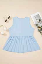 Plus Size Solid Color Bow Tie Peplum Tank Top
