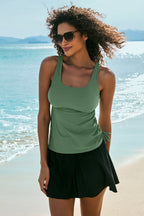 Scoop Neck Adjustable Tankini and Matching Skort Bathing Suit