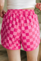 Checkered Drawstring Elastic Waist Casual Shorts