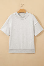 Light Grey Exposed Seam Detail Mock Neck Tee