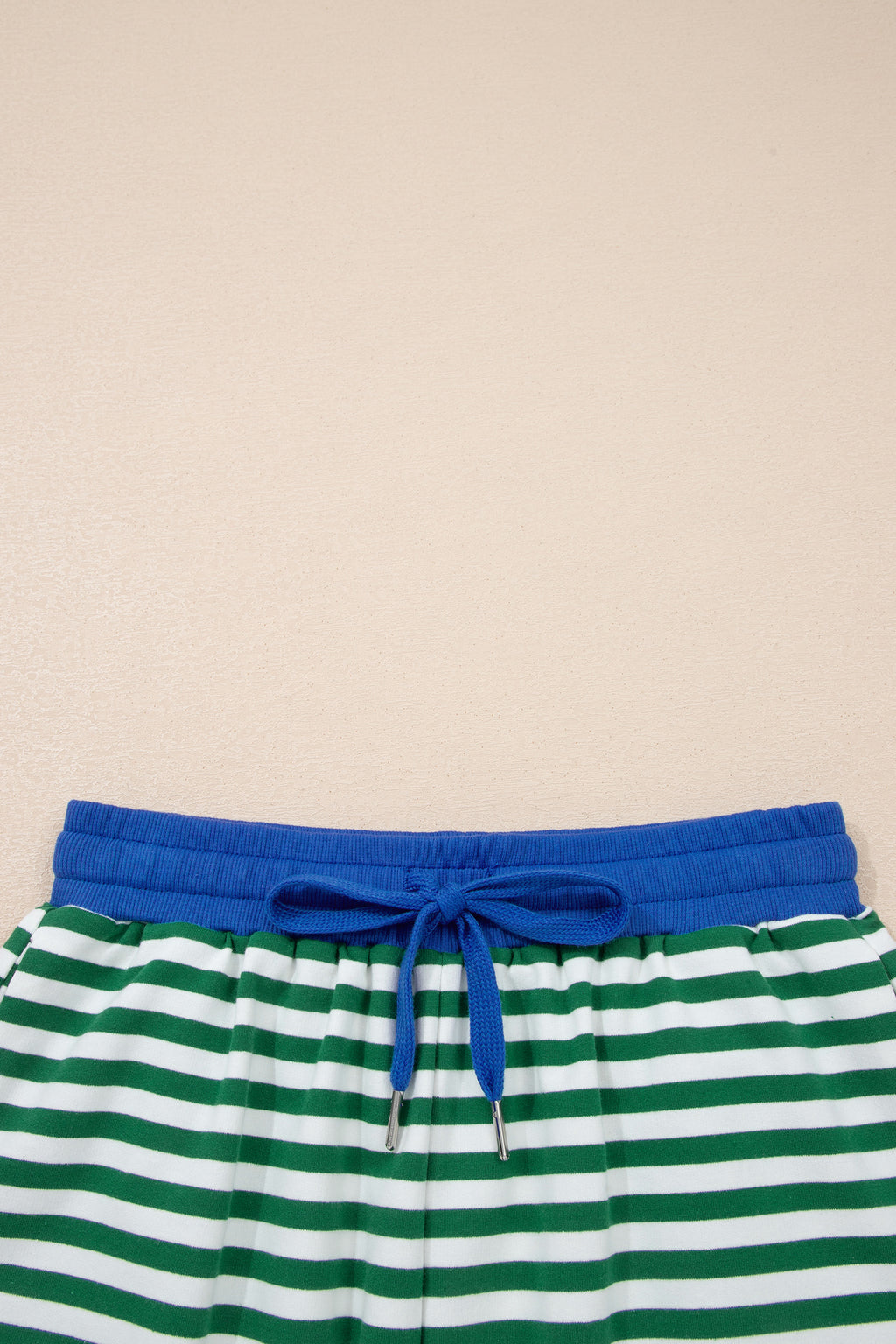 Striped Drop Shoulder Boxy Casual Terry Short Set