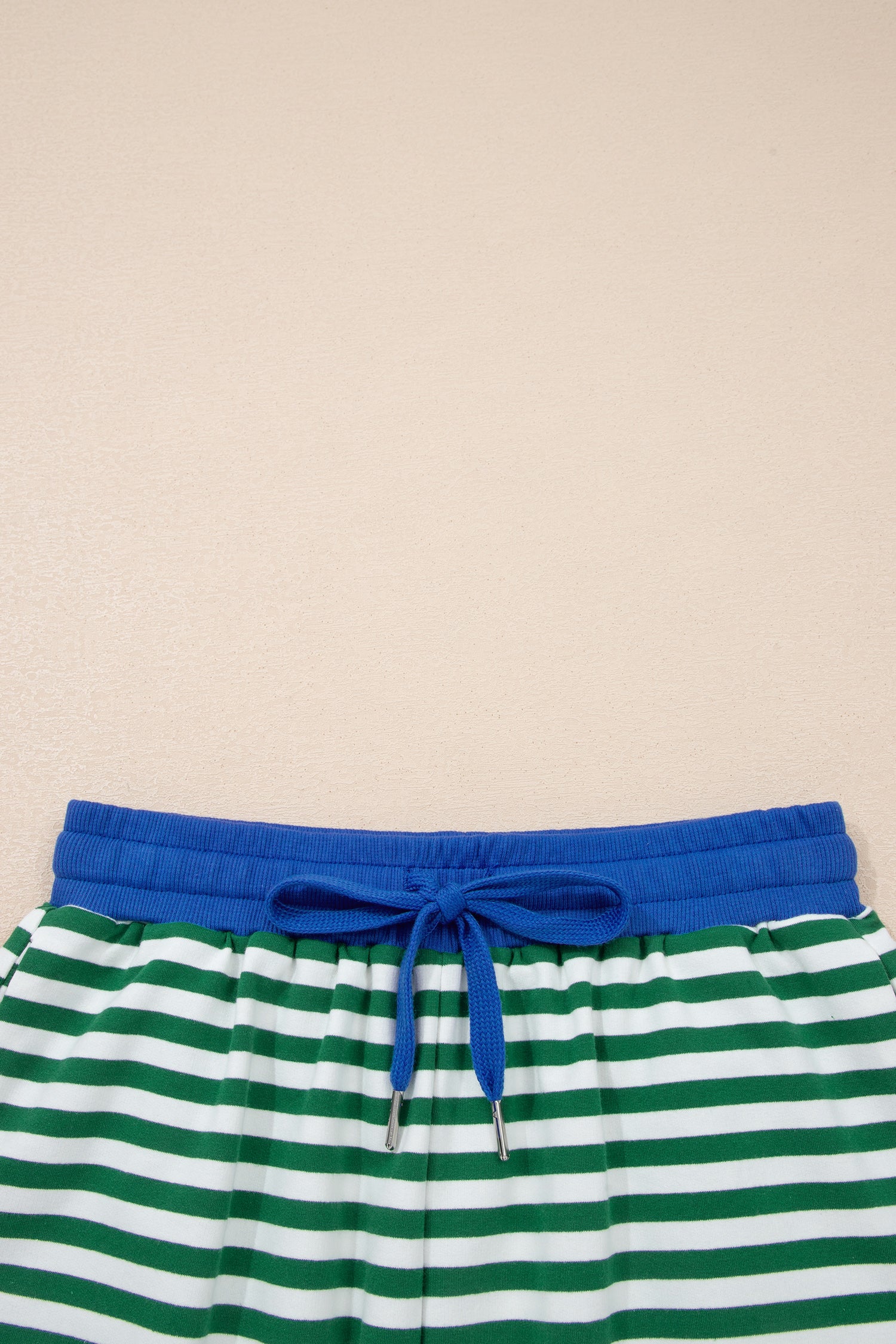 Striped Drop Shoulder Boxy Casual Terry Short Set