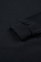 Black Solid Color Dropped Shoulder Long Sleeve Top