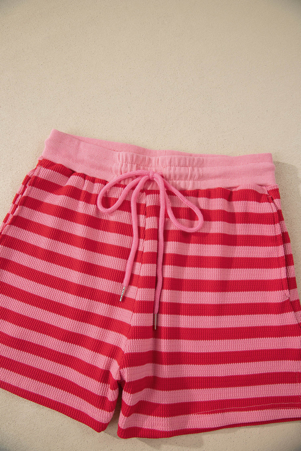 Striped Puff Short Sleeve T Shirt Matching Shorts Set