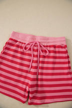 Striped Puff Short Sleeve T Shirt Matching Shorts Set