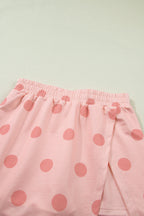 Ribbed Trim Polka Dot Print Tank Split Mini Skort 2pcs Set