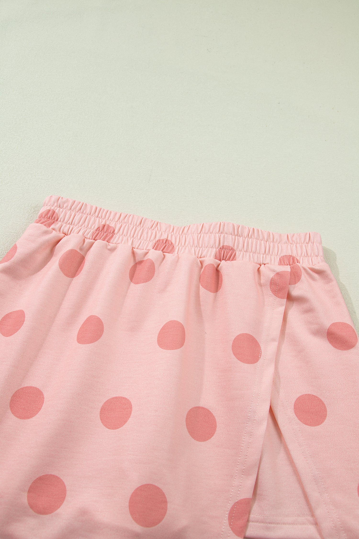 Ribbed Trim Polka Dot Print Tank Split Mini Skort 2pcs Set