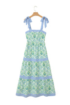 Pink Geometric Floral Print Striped Patchwork Detail Sleeveless Dress