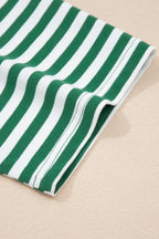 Striped Drop Shoulder Boxy Casual Terry Short Set