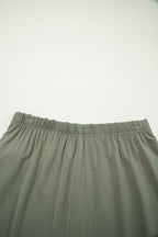 Laurel Green Solid Color Oversize Tee Tie Wrap Mini Skort 2pcs Set