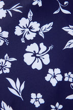 Blue Crossed Back Floral Print Asymmetric Knot Side One Piece Swimsuit