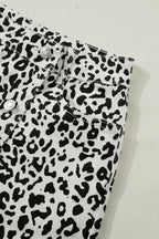 Brown Leopard Print Button Overlap Denim Shorts