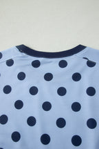 Color Block Trim Polka Dot Casual Tee