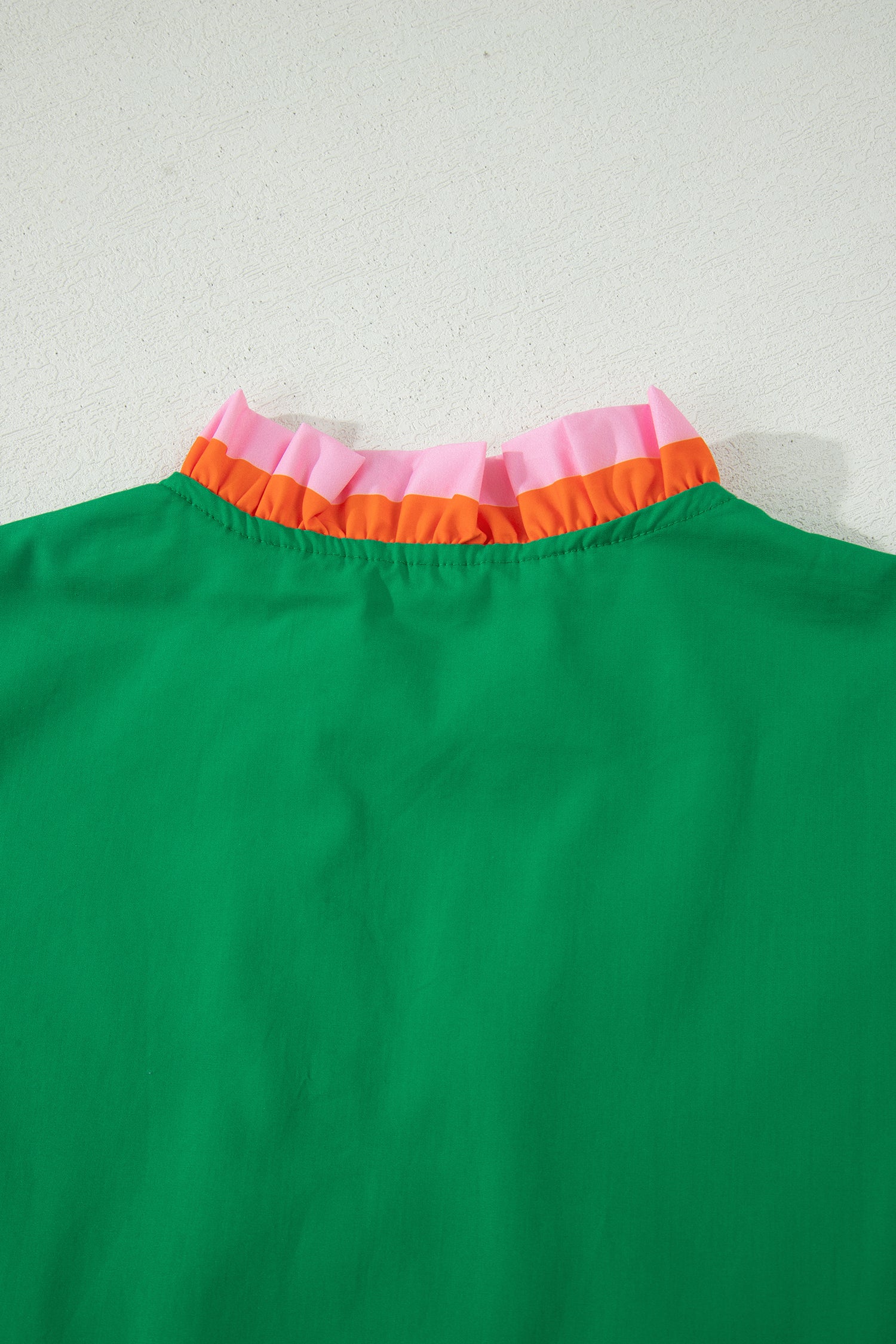 Striped Frilled Collar Ruffled Short Sleeve Blouse