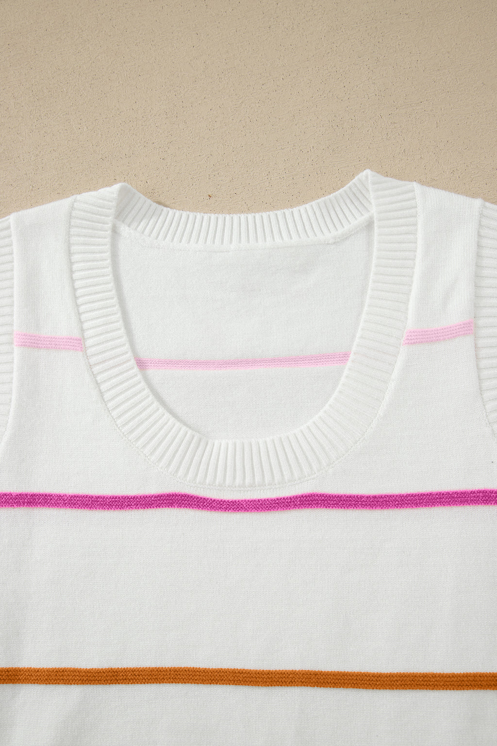 Striped Round Neck Knitted Sweater Tank