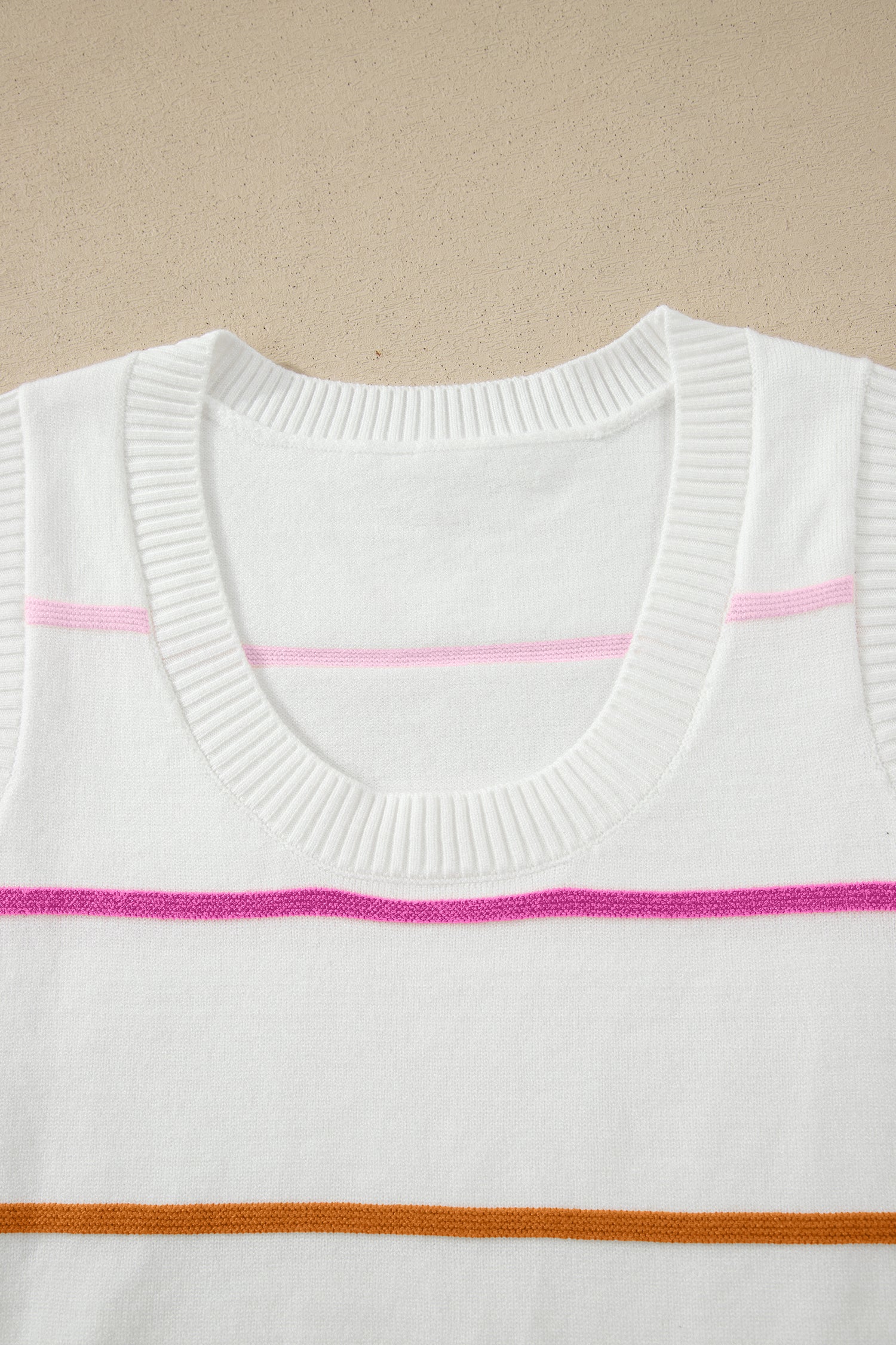 Striped Round Neck Knitted Sweater Tank