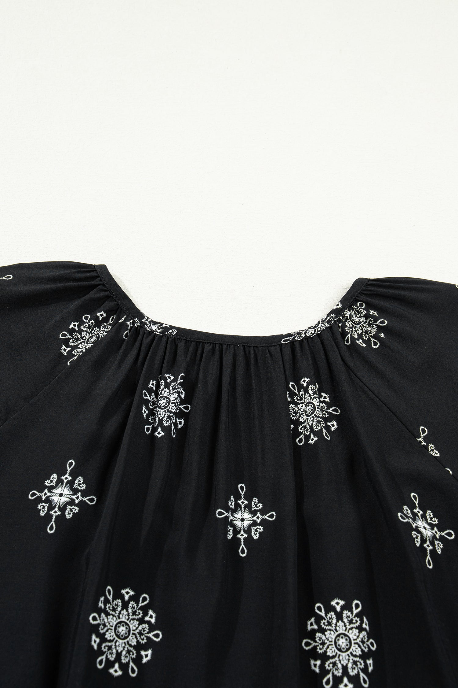 Boho Chic Notched V Neck Plus Floral Short Sleeve Top