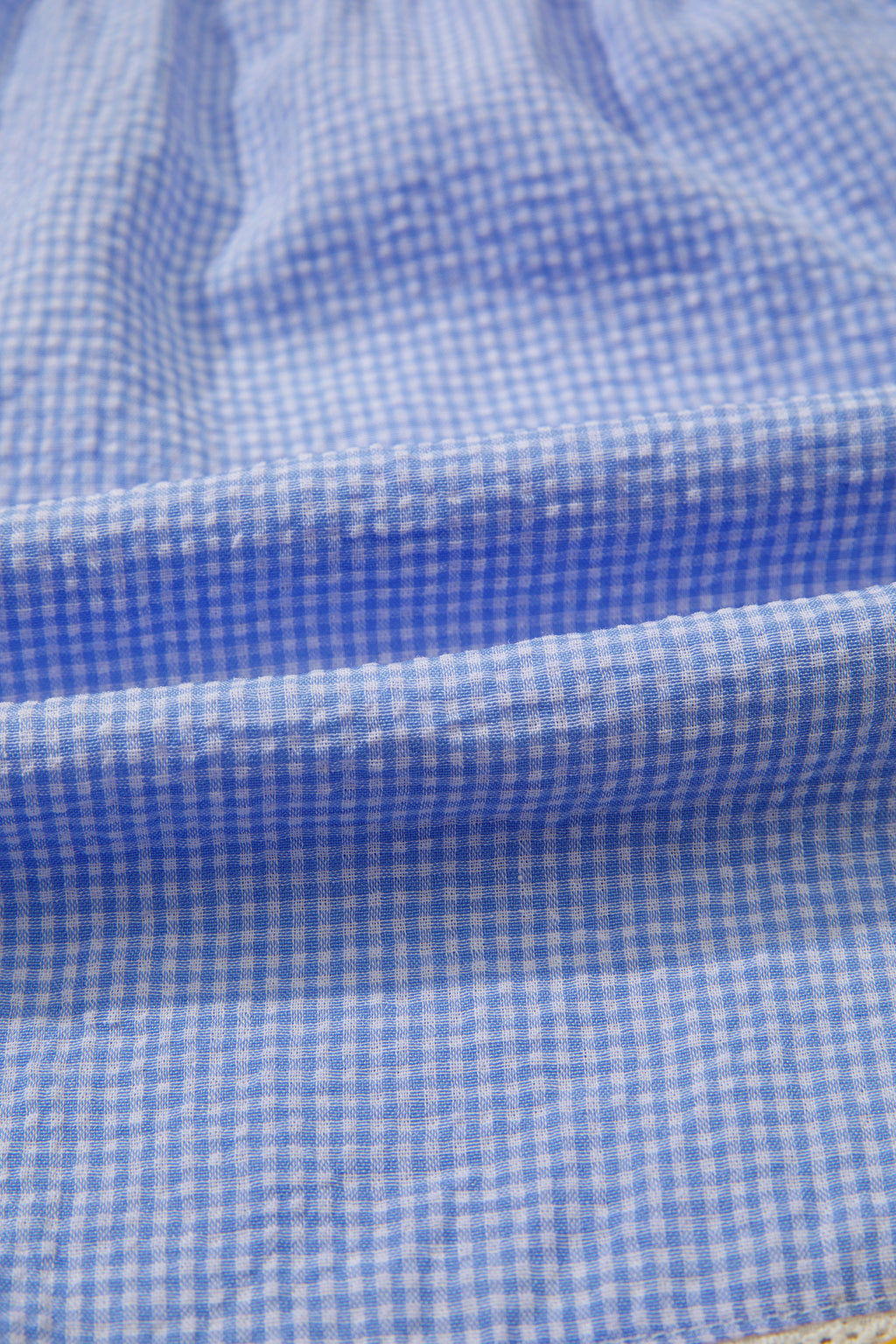 Sky Blue Gingham Plaid Button Detail Lace Trim Boxer Shorts