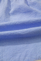 Sky Blue Gingham Plaid Button Detail Lace Trim Boxer Shorts