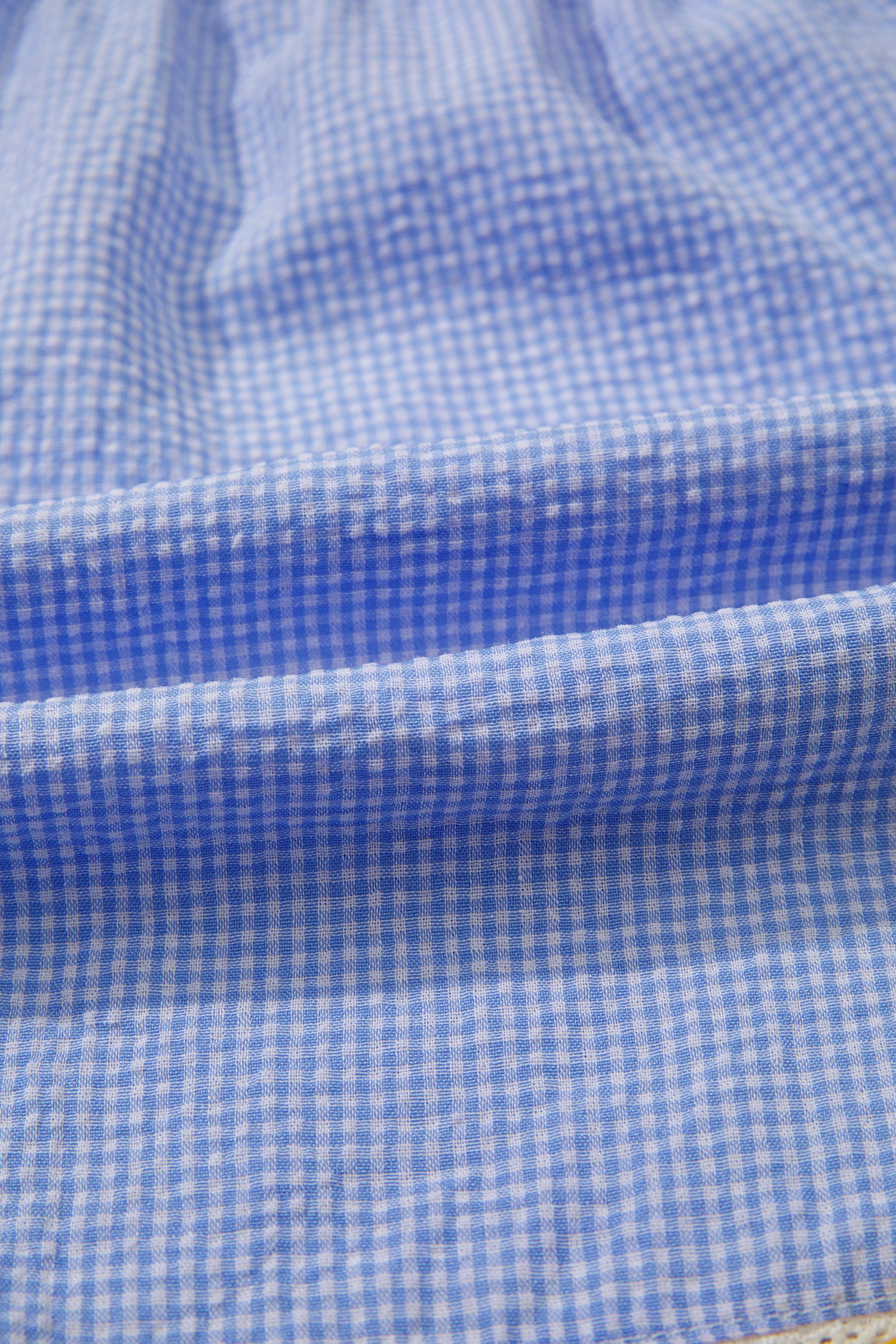 Sky Blue Gingham Plaid Button Detail Lace Trim Boxer Shorts