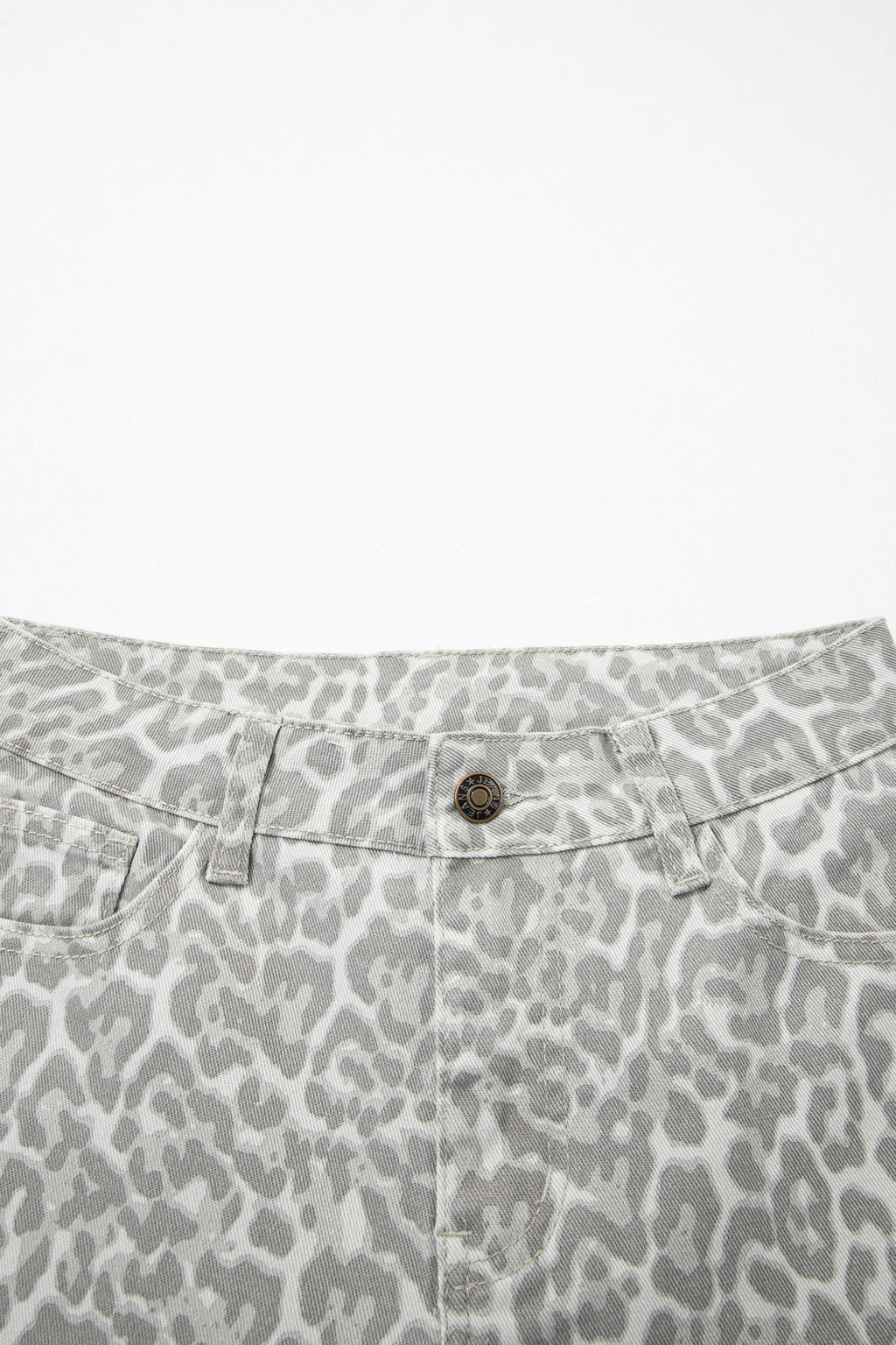 Leopard Frayed Edge Wide Leg High Waist Jeans