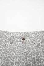 Leopard Frayed Edge Wide Leg High Waist Jeans
