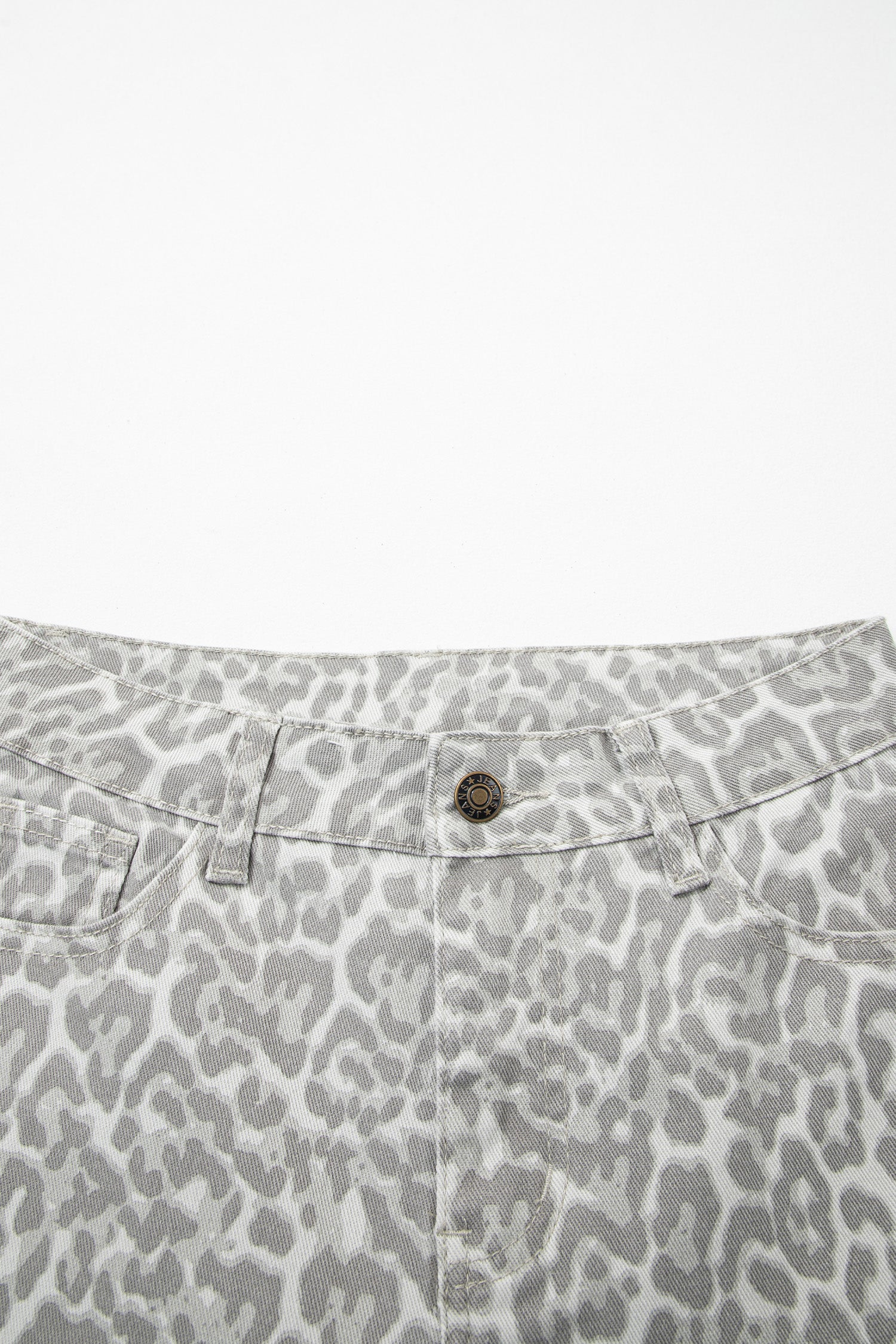 Leopard Frayed Edge Wide Leg High Waist Jeans