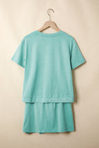 Mineral Wash V Neck Tee Matching Skort Set