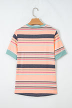 Multicolor Stripes Crew Neck T Shirt