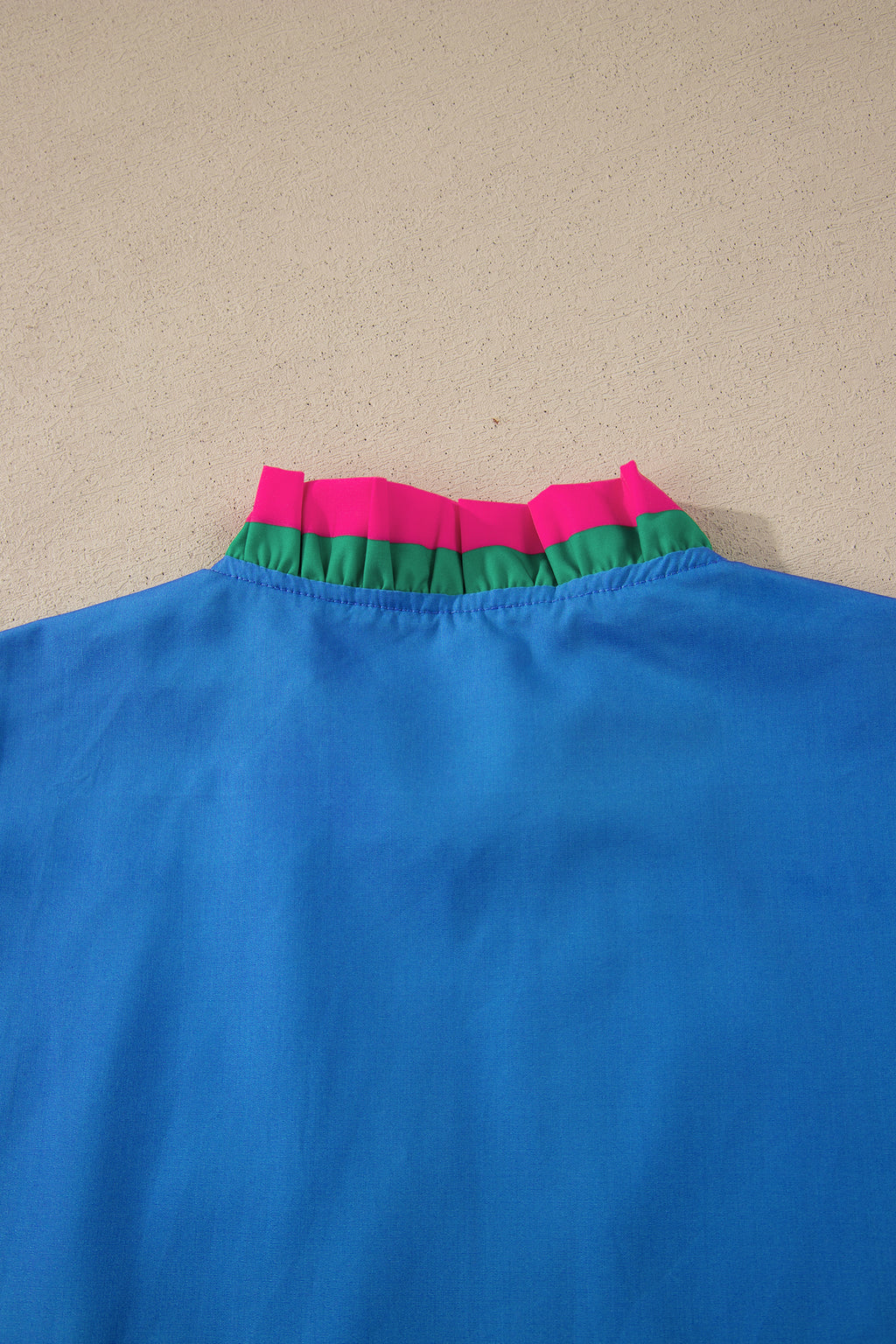Striped Frilled Collar Ruffled Short Sleeve Blouse