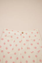 Polka Dot Print Patched Pocket Loose Pants