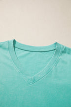 Mineral Wash V Neck Tee Matching Skort Set