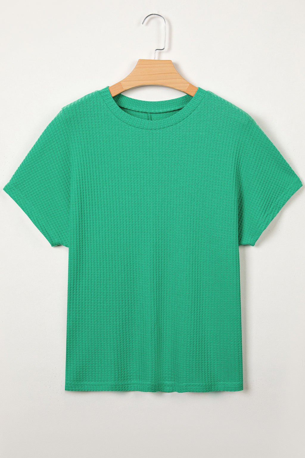 Waffle Textured Knit Dolman Short Sleeve Loose Top