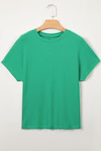 Waffle Textured Knit Dolman Short Sleeve Loose Top