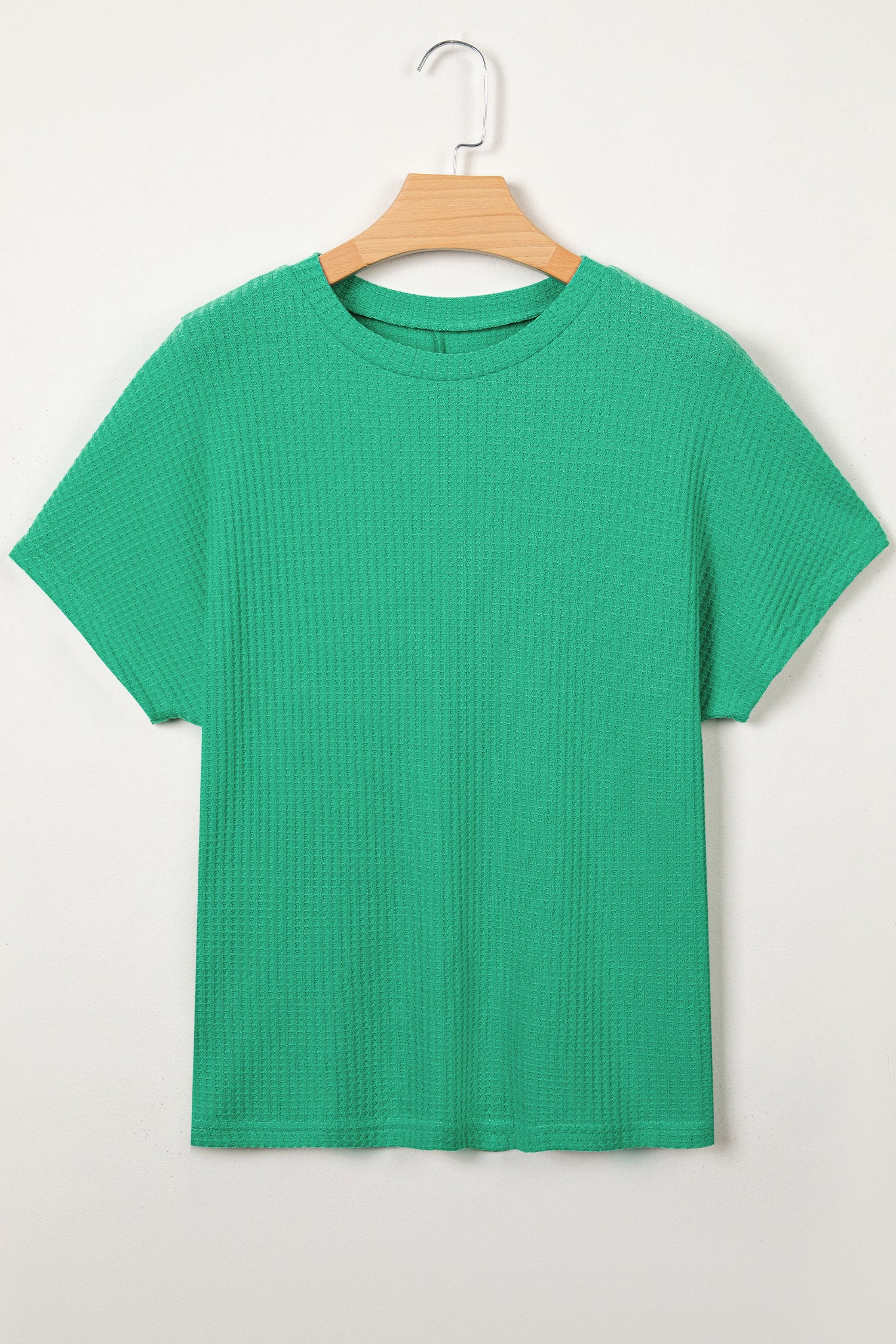 Waffle Textured Knit Dolman Short Sleeve Loose Top