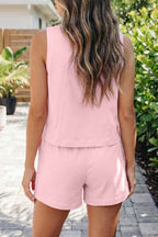 Stitched Detail Loose Tank Top 2pcs Short Set
